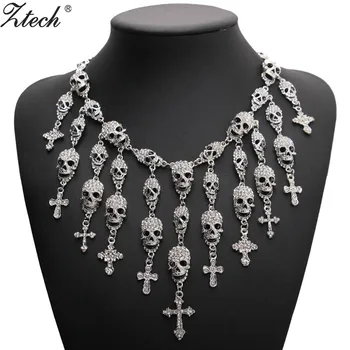 Ztech Trendy Gorgeous Fashion Necklace Skeleton skull Cross Jewelry crystal Department Statement Women Choker Necklaces Pendants
Ztech Trendy Gorgeous Fashion Necklace Skeleton skull Cross Jewelry crystal Department Statement Women Choker Necklaces Pendants