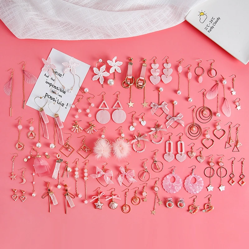 SHUANGR Japan Korean Pink Cute Natural Stone Beads Fur Star Moon Heart Acrylic Stud Earrings for Girl Ear Jacket Women Jewelry
SHUANGR Japan Korean Pink Cute Natural Stone Beads Fur Star Moon Heart Acrylic Stud Earrings for Girl Ear Jacket Women Jewelry