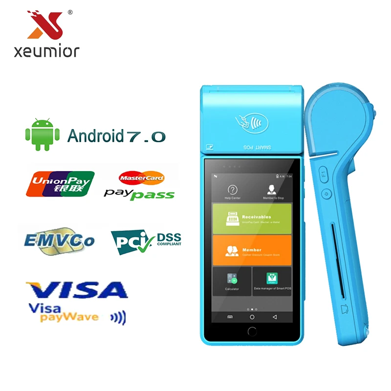 Xeumior EMV PCI Mobile 4G Android 7.0 POS Terminal 5 Inch Portable Handheld POS System for Commercial Payment
Xeumior EMV PCI Mobile 4G Android 7.0 POS Terminal 5 Inch Portable Handheld POS System for Commercial Payment