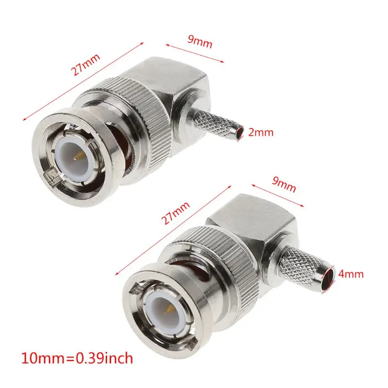 RF BNC Coaxial Connector 50 ohm Crimp Plug Male Right Angle Cable Mount for RG179 RG174 RG316 LMR100
RF BNC Coaxial Connector 50 ohm Crimp Plug Male Right Angle Cable Mount for RG179 RG174 RG316 LMR100