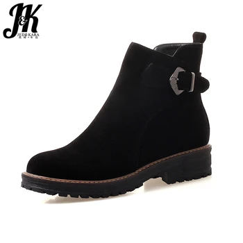 JK New Thick Heels Ankle Boots Women Autumn Flock Bootie Girl Round Toe Footwear 2018 High Neck Female Shoes Big Size 34-43
JK New Thick Heels Ankle Boots Women Autumn Flock Bootie Girl Round Toe Footwear 2018 High Neck Female Shoes Big Size 34-43