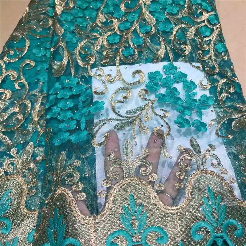 New Design Swiss Voile Lace African Guipure French Fabric With Stones High Quality For Wedding green | Дом и сад