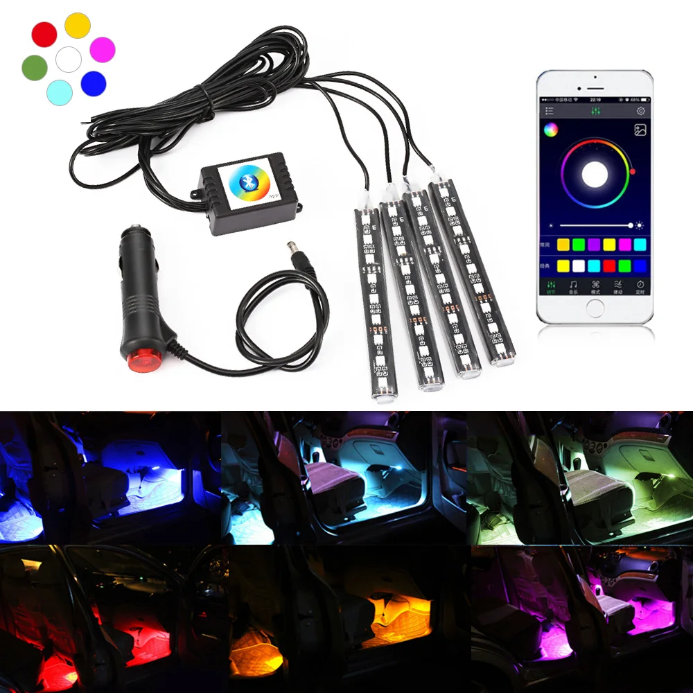 4in1 Car RGB LED Strip Light APP Control Car Styling Decorative Atmosphere Lamps Car Interior Light With APP 12V
4in1 Car RGB LED Strip Light APP Control Car Styling Decorative Atmosphere Lamps Car Interior Light With APP 12V