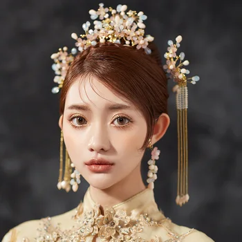 Chinese Hairpin Headdress Hair Stick Traditional Jewelry Bridal Headpiece Wedding Hair Accessories Women Gold Tiara Pin Comb
Chinese Hairpin Headdress Hair Stick Traditional Jewelry Bridal Headpiece Wedding Hair Accessories Women Gold Tiara Pin Comb