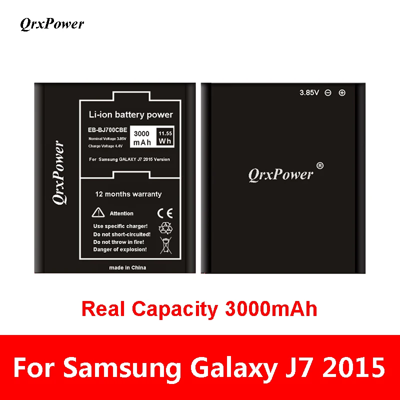 QrxPower Replacement Battery EB-BJ700BBC EB-BJ700CBE 3000mAh For Samsung GALAXY J7 2015 J7009 J7000 J700f J701F J700M J700H/DS
QrxPower Replacement Battery EB-BJ700BBC EB-BJ700CBE 3000mAh For Samsung GALAXY J7 2015 J7009 J7000 J700f J701F J700M J700H/DS
