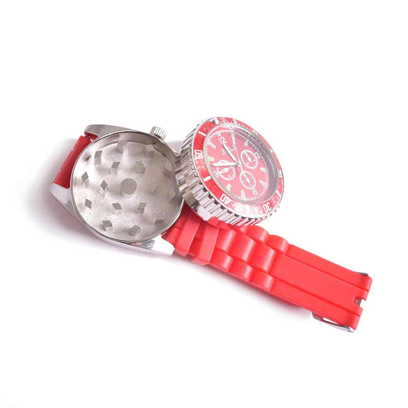 

40mm 2 pieces layer part metal new novelty unique design pocket portable secret watch tobacco herb herbal weed grinder