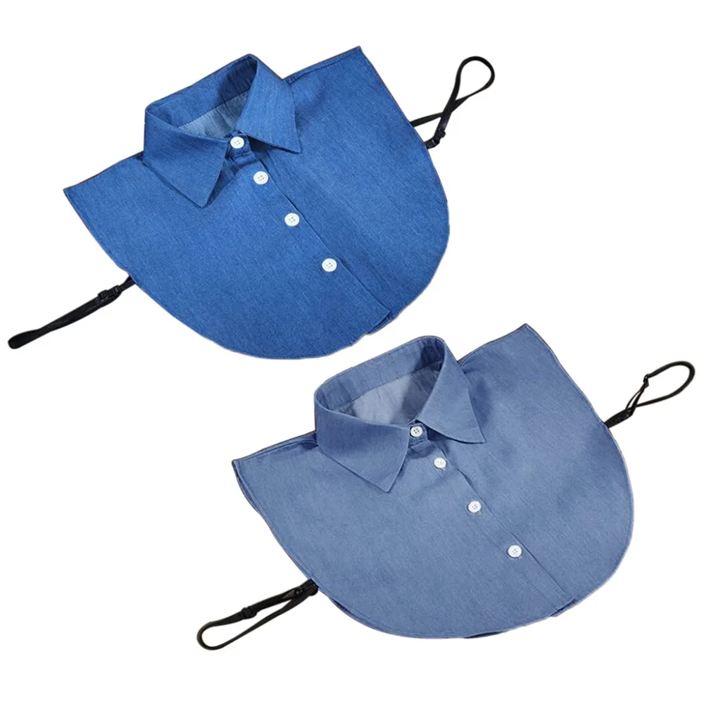 KLV Women Solid Color Button Down Denim Shirt False Collar Detachable Fake Necklace
KLV Women Solid Color Button Down Denim Shirt False Collar Detachable Fake Necklace