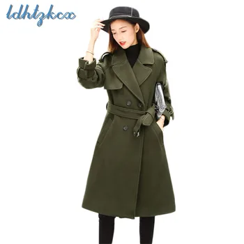 LDHTZKCX Solid Color Long-sleeved Woolen Coat Female 2018 Autumn-winter New Fashion Bow Pockets Loose Long Chic Woolen Coats 284
LDHTZKCX Solid Color Long-sleeved Woolen Coat Female 2018 Autumn-winter New Fashion Bow Pockets Loose Long Chic Woolen Coats 284