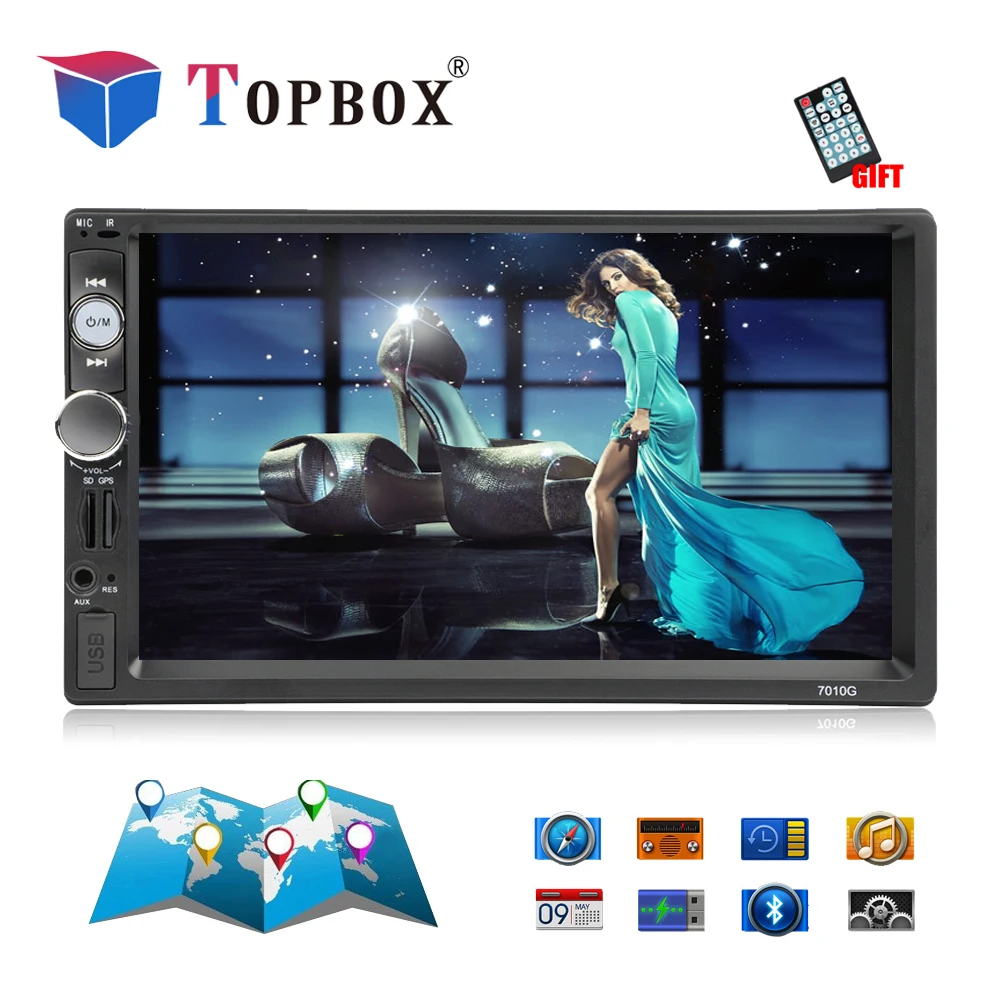 Topbox 2 din Car Radio 7" HD Autoradio Multimedia Player 2DIN Touch Screen Auto audio Car Stereo MP3 Bluetooth USB TF FM Camera 
Topbox 2 din Car Radio 7" HD Autoradio Multimedia Player 2DIN Touch Screen Auto audio Car Stereo MP3 Bluetooth USB TF FM Camera