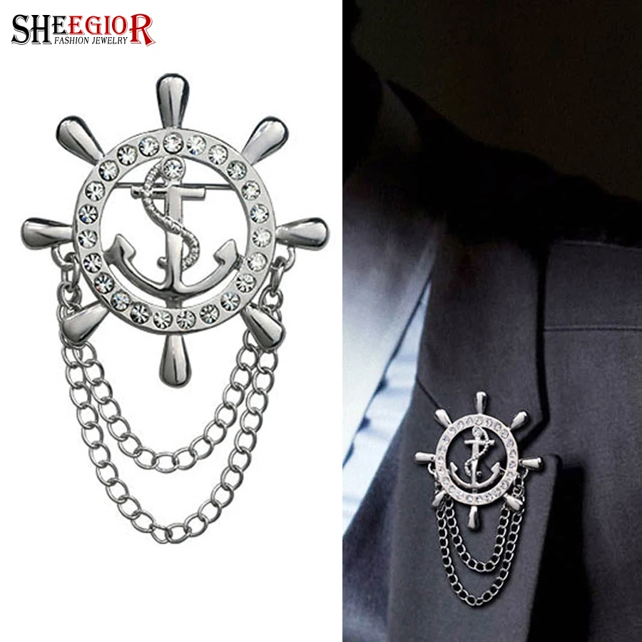 SHEEGIOR Lovely Anchor Badge Rudder Collar Brooches for Women Gold Silver Tassel Chains Men Brooch Lapel Pins OL Fashion Jewelry
SHEEGIOR Lovely Anchor Badge Rudder Collar Brooches for Women Gold Silver Tassel Chains Men Brooch Lapel Pins OL Fashion Jewelry