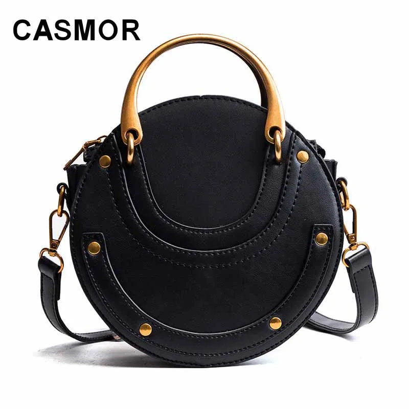 CASMOR Women Totes Bag Fashion Circular Leather Retro Brand Metal Ring Handbag For Girl Small Round Lady Shoulder Messenger Bags
CASMOR Women Totes Bag Fashion Circular Leather Retro Brand Metal Ring Handbag For Girl Small Round Lady Shoulder Messenger Bags