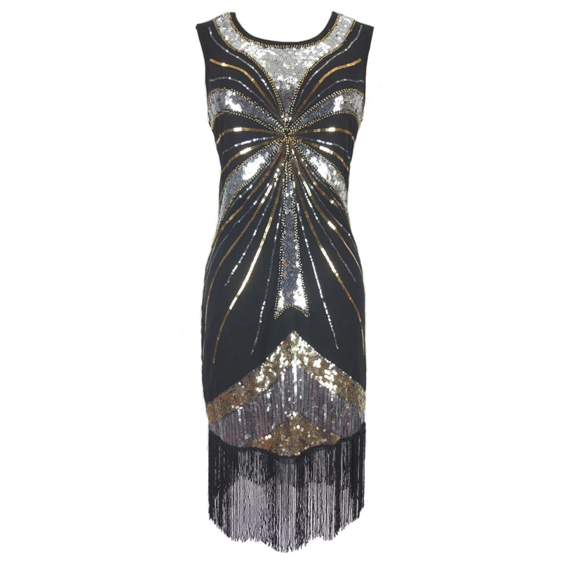 Roaring 1920s Great Gatsby Dress O-Neck Sleeveless Beaded Sequin Tassel Party Dress Classic Little Black Dress Flapper Costumes
Roaring 1920s Great Gatsby Dress O-Neck Sleeveless Beaded Sequin Tassel Party Dress Classic Little Black Dress Flapper Costumes