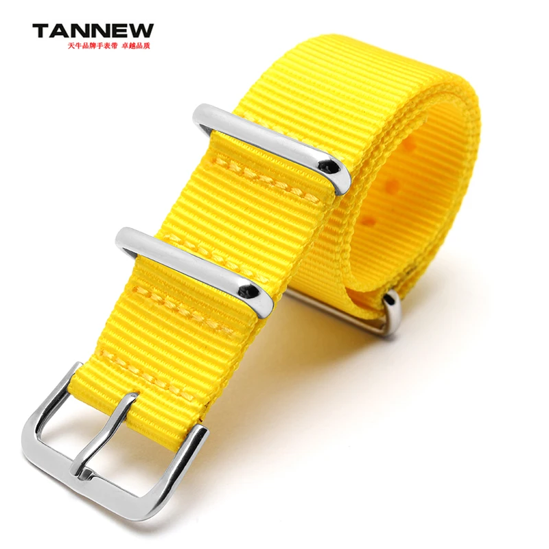 

New arrived High-quality Yellow 18mm 20mm 22mm 24mm waterproof nylon strap NATO strap fashion strap 4 color buckles for choose