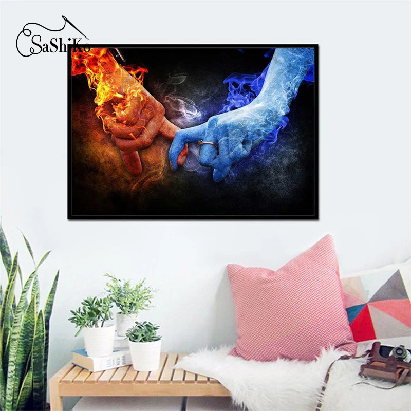 Sashiko DIY 5D Diamond Painting Ice Fire Hands Cross Stitch Diamond Embroidery Patterns Home Decoration Stitch Mosaic
Sashiko DIY 5D Diamond Painting Ice Fire Hands Cross Stitch Diamond Embroidery Patterns Home Decoration Stitch Mosaic