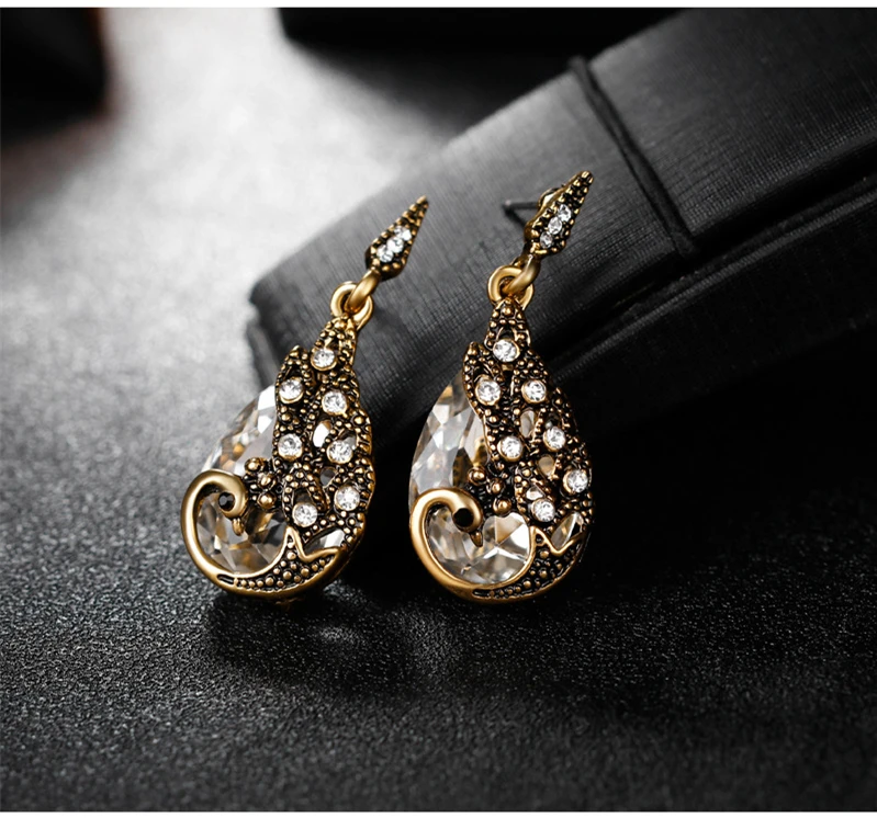 Creative Imitate Crystal Circle Opal Peacock Jewelry Sets Peacocks Necklace Drop Earrings Set For Women Gift CH012 (17)