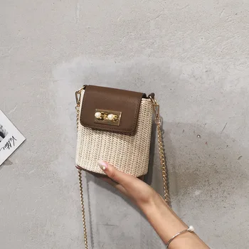 2019 new fashion wild ladies pearl lock hit color woven straw bag summer fresh chain shoulder slung bag cover bucket bag
2019 new fashion wild ladies pearl lock hit color woven straw bag summer fresh chain shoulder slung bag cover bucket bag