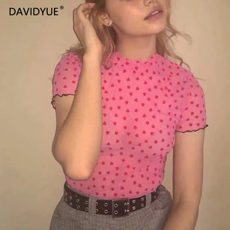 Short sleeve punk crop tops pink kawaii love heart print sexy mesh top t shirt women tshirt Summer women clothes 2019 streetwear
Short sleeve punk crop tops pink kawaii love heart print sexy mesh top t shirt women tshirt Summer women clothes 2019 streetwear