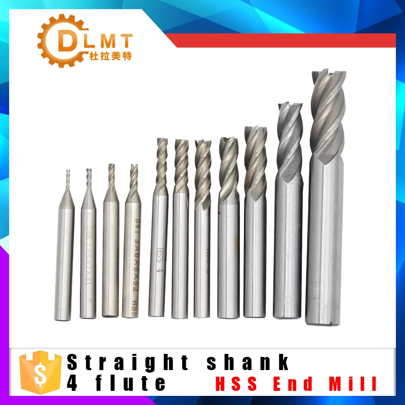 1PCS HSS CNC Straight Shank 4 Flute End Mill Cutter Drill Bit Metalworking Tool 1.5/2.5/5/7/9/11/13mm for Milling Machine
1PCS HSS CNC Straight Shank 4 Flute End Mill Cutter Drill Bit Metalworking Tool 1.5/2.5/5/7/9/11/13mm for Milling Machine