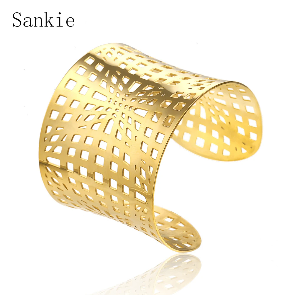 Sankie Wide Cuff Bracelets & Bangles For Women Stainless Steel Fashion Jewelry Gold Color Geometric Hollow Bangle Bracelet
Sankie Wide Cuff Bracelets & Bangles For Women Stainless Steel Fashion Jewelry Gold Color Geometric Hollow Bangle Bracelet