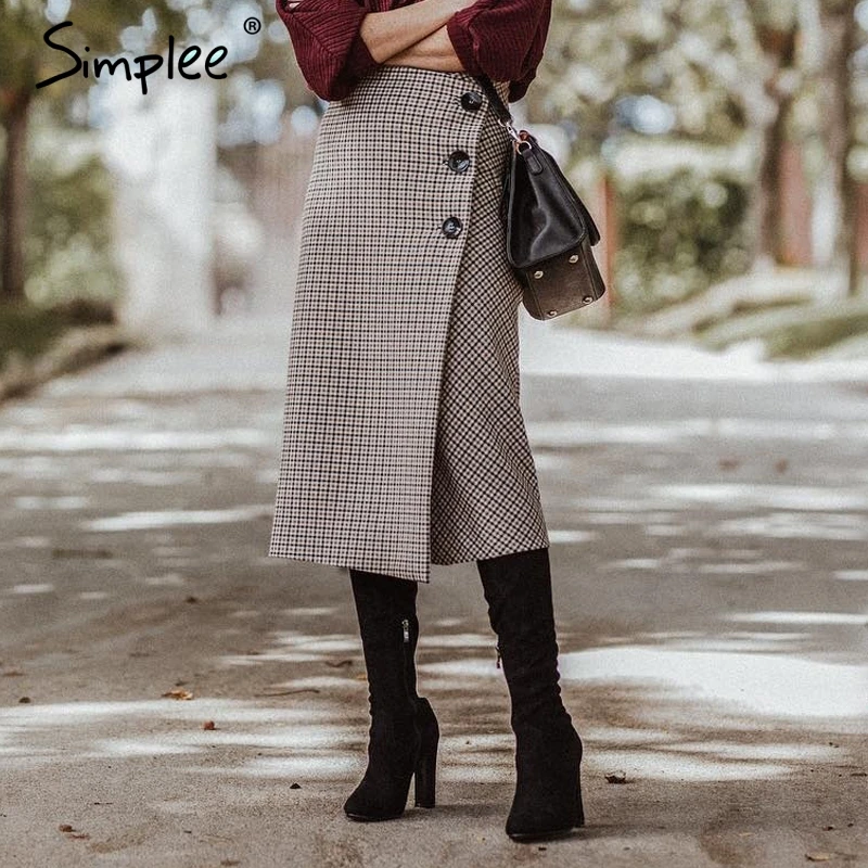 Simplee Elegant long plaid skirt women Autumn winter high waist ladies wrap skirt pencil Vintage party christmas split skirt
Simplee Elegant long plaid skirt women Autumn winter high waist ladies wrap skirt pencil Vintage party christmas split skirt