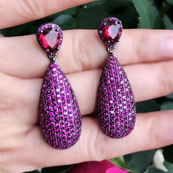 Full Mirco Paved Purple Red AAA Zirconia big Drop Earrings Luxury Long pendant earrings For Women Party Jewelry accessories 2019
Full Mirco Paved Purple Red AAA Zirconia big Drop Earrings Luxury Long pendant earrings For Women Party Jewelry accessories 2019