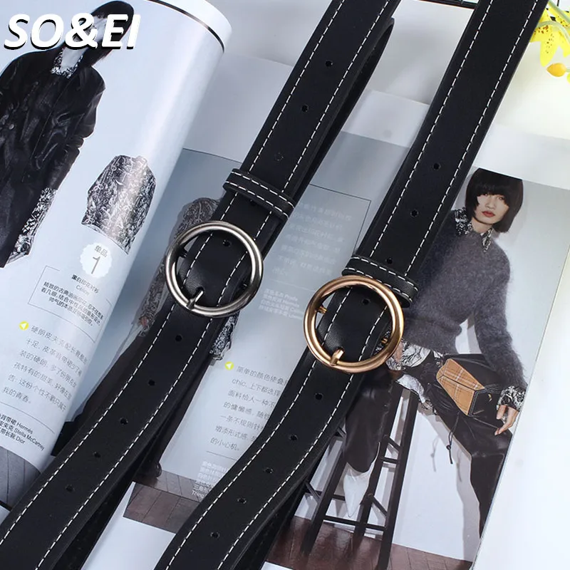 SOEI Punk Belt Women Simple Designer With High Qulaity Waist Belts For Women Party&Skin Belt Gold Round Buckle Of Women Strap
SOEI Punk Belt Women Simple Designer With High Qulaity Waist Belts For Women Party&Skin Belt Gold Round Buckle Of Women Strap
