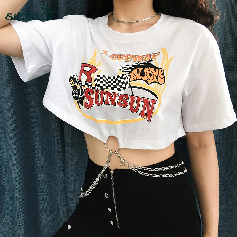 SUCHCUTE Female T-Shirt with print Chain Summer 2019 gothic Modis Harajuku Korean Style Streetwear Ariana Grande tee shirt femme
SUCHCUTE Female T-Shirt with print Chain Summer 2019 gothic Modis Harajuku Korean Style Streetwear Ariana Grande tee shirt femme