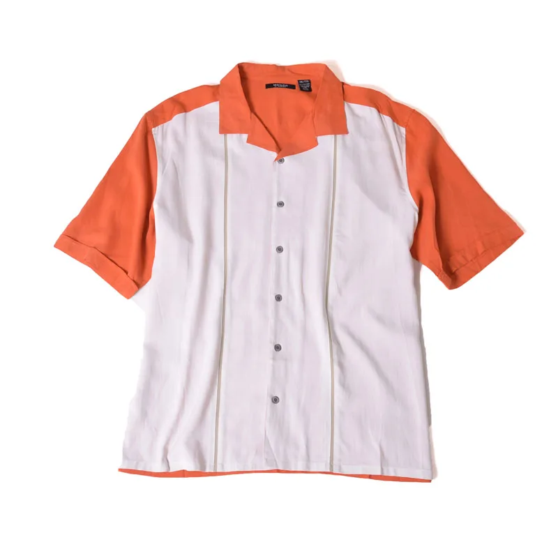 Retro Men Shirt Loose Big Size Summer Casual Silk 100% Short Sleeve Top White Patchwork Orange Turn-down Collar XXL Fit 95-110
Retro Men Shirt Loose Big Size Summer Casual Silk 100% Short Sleeve Top White Patchwork Orange Turn-down Collar XXL Fit 95-110