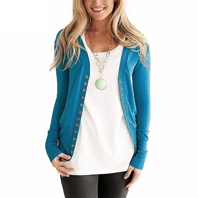 Women Buckle Cardigan Lady Korean Wild Top Sexy V-Neck T-shirt Casual Spring Autumn Loose Solid Small Shawl Jacket
Women Buckle Cardigan Lady Korean Wild Top Sexy V-Neck T-shirt Casual Spring Autumn Loose Solid Small Shawl Jacket
