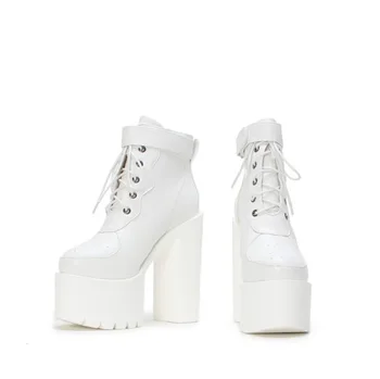 White Black Leather Western Boot Woman Round Toe Lace-up Thick Heel Women Shoes Boots 2018 Autumn Chunky Heels Ridding Boots
White Black Leather Western Boot Woman Round Toe Lace-up Thick Heel Women Shoes Boots 2018 Autumn Chunky Heels Ridding Boots