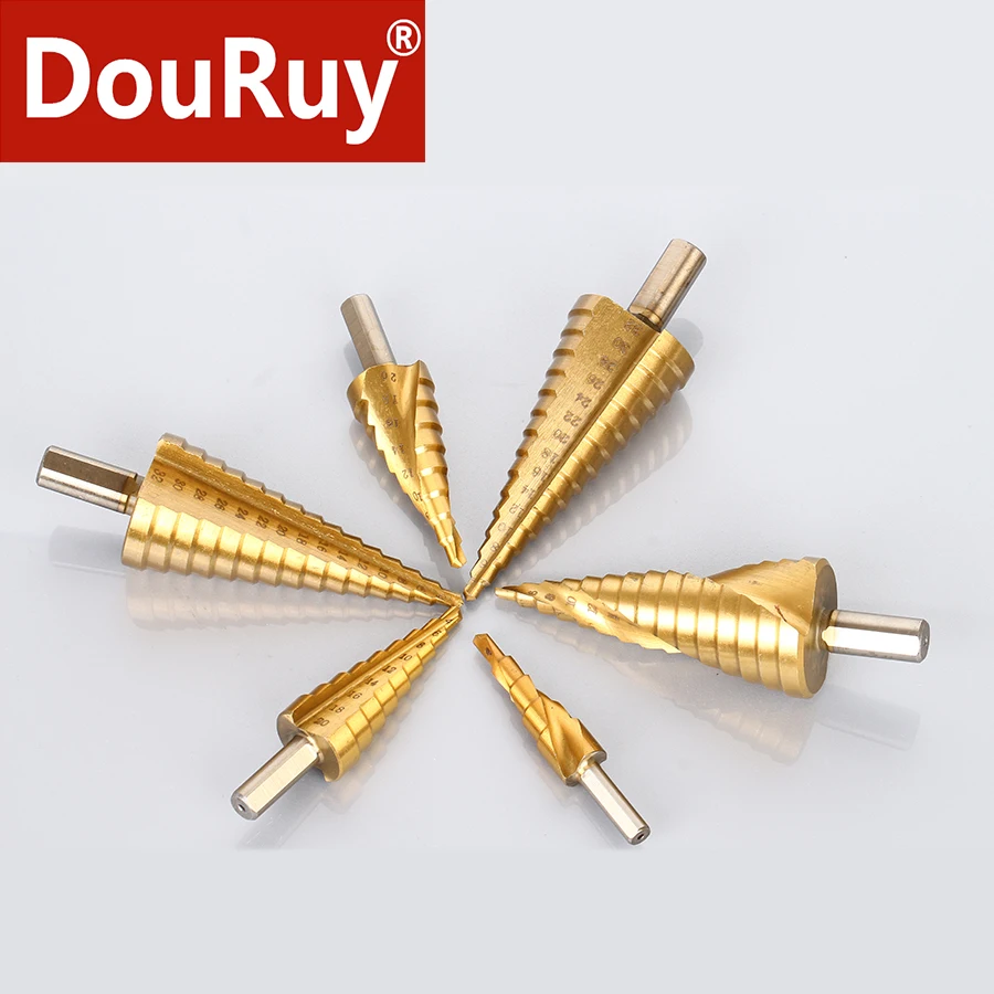 DouRuy Metric Spiral and straight type Pagoda Shape for Hole Cutter HSS large step cone cutting tool 4-12mm/4-20mm/4-32mm
DouRuy Metric Spiral and straight type Pagoda Shape for Hole Cutter HSS large step cone cutting tool 4-12mm/4-20mm/4-32mm