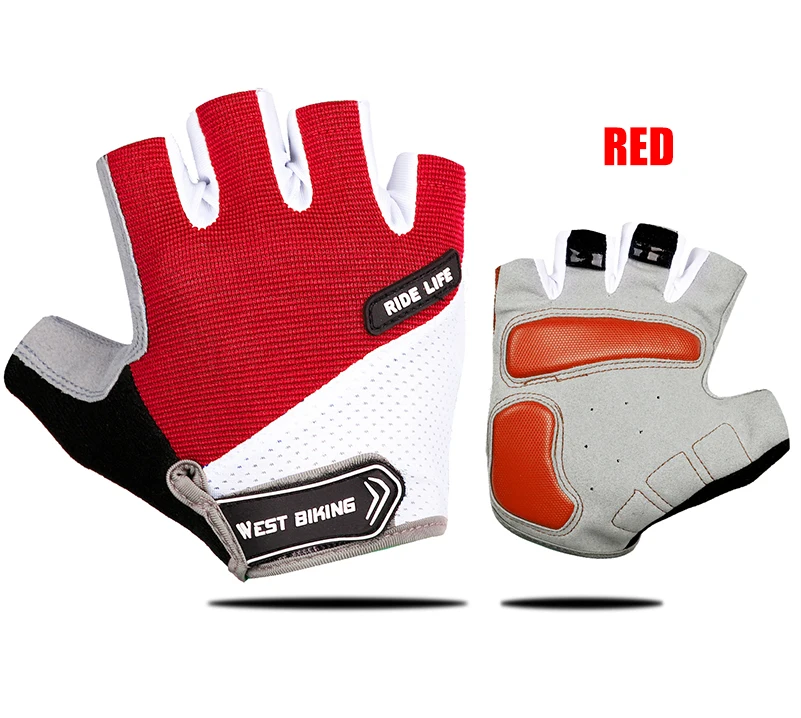 Breathable Half Finger Cycling Gloves red and white Breathable Half Finger Cycling Gloves red and white