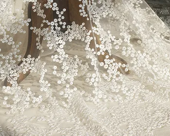 White dots embroidery, lace accessories, wedding dress, handmade DIY material, lace cloth, super wide fabric. 
White dots embroidery, lace accessories, wedding dress, handmade DIY material, lace cloth, super wide fabric.