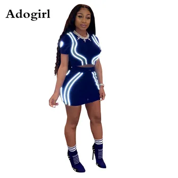 Adogirl Reflective Stripes Patchwork 2 Piece Set Women Fluorescence Short Sleeve Crop Top/Shirt + Mini Dress Skirt Set Outfits
Adogirl Reflective Stripes Patchwork 2 Piece Set Women Fluorescence Short Sleeve Crop Top/Shirt + Mini Dress Skirt Set Outfits