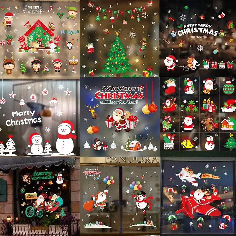 wall sticker santa clause snowman xmas christmas party decor for