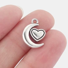 20Pcs Antique Sliver Color Moon Heart-shaped Charms For DIY Necklace Bracelets Jewelry Findings Making Handmade Accessories
20Pcs Antique Sliver Color Moon Heart-shaped Charms For DIY Necklace Bracelets Jewelry Findings Making Handmade Accessories
