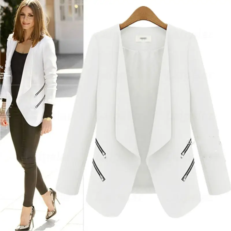 Ladies Blazer Zipper Pocket Jacket Long Sleeve Blaser Women Single Button Slim Suit Jacket Female Blazer Laipelar Autumn Top
Ladies Blazer Zipper Pocket Jacket Long Sleeve Blaser Women Single Button Slim Suit Jacket Female Blazer Laipelar Autumn Top