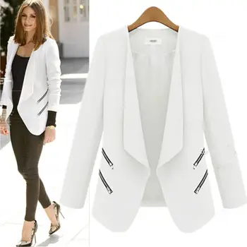 Ladies Blazer Zipper Pocket Jacket Long Sleeve Blaser Women Single Button Slim Suit Jacket Female Blazer Laipelar Autumn Top
Ladies Blazer Zipper Pocket Jacket Long Sleeve Blaser Women Single Button Slim Suit Jacket Female Blazer Laipelar Autumn Top