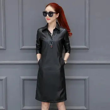 Pu Leather Dress Women Slim V-Neck Long Sleeve Autumn Dress Plus Size 3XL Black Leather Party Dresses Women Shirt Dress C4955
Pu Leather Dress Women Slim V-Neck Long Sleeve Autumn Dress Plus Size 3XL Black Leather Party Dresses Women Shirt Dress C4955