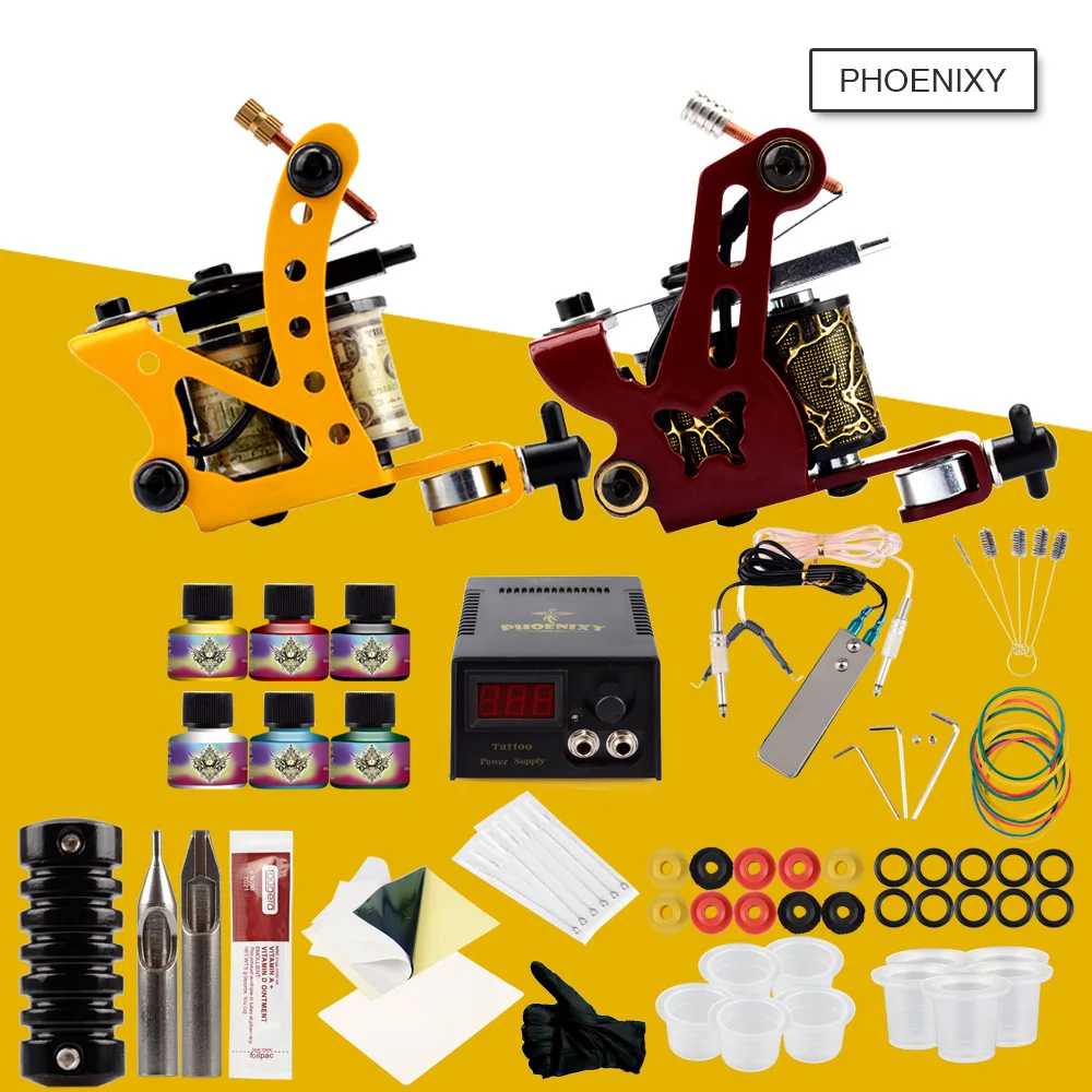 Complete Tattoo Kit 2 Tattoo Machine Guns Set 6 Colors Ink Pigment LCD Power Supply Accessories Permanent Makeup Tattoo Kit Set
Complete Tattoo Kit 2 Tattoo Machine Guns Set 6 Colors Ink Pigment LCD Power Supply Accessories Permanent Makeup Tattoo Kit Set