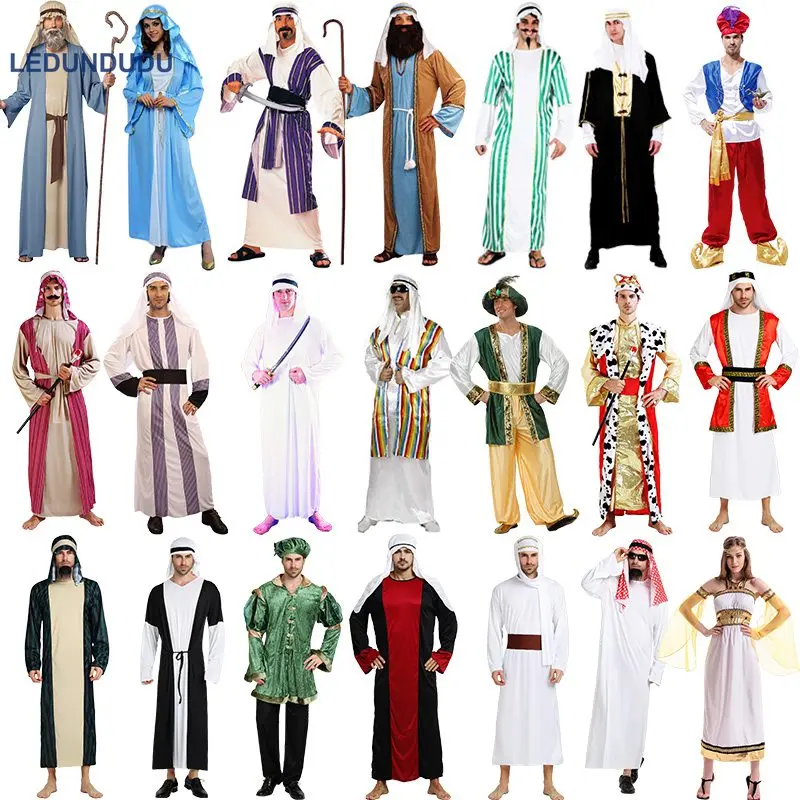 Adults Men Arabia Prince Cosplay Costume Dubai Middle East Robe Arab Women Dress for Halloween Masquerade Party Uniform
Adults Men Arabia Prince Cosplay Costume Dubai Middle East Robe Arab Women Dress for Halloween Masquerade Party Uniform