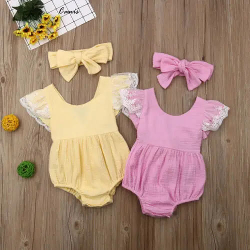 2019 Hot Cotton Baby Girl Clothing Bow Headband 2Pcs Toddler Baby Girls Lace Romper Bodysuit Jumpsuit Outfit Sunsuit Playsuit
2019 Hot Cotton Baby Girl Clothing Bow Headband 2Pcs Toddler Baby Girls Lace Romper Bodysuit Jumpsuit Outfit Sunsuit Playsuit