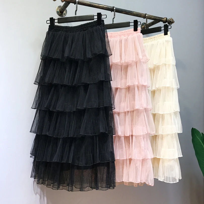 Korea style 2018 Mesh Women Long Skirts Elastic Waist Pleated Midi Skirts Beach Boho Vintage Summer Skirts Faldas Ball Gown
Korea style 2018 Mesh Women Long Skirts Elastic Waist Pleated Midi Skirts Beach Boho Vintage Summer Skirts Faldas Ball Gown