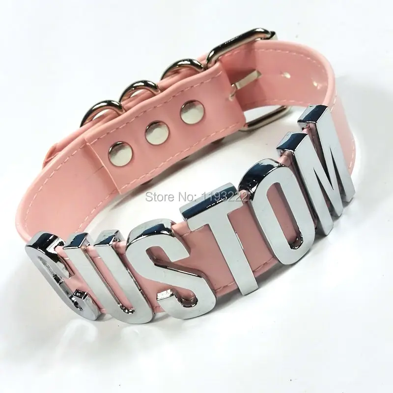 Customised Choker Handmade Pastel Pink Silver Letter Choker Choose Name Word Collar 35mm Tall Band Fetish Necklace
Customised Choker Handmade Pastel Pink Silver Letter Choker Choose Name Word Collar 35mm Tall Band Fetish Necklace