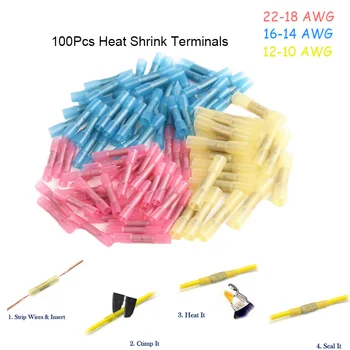 100Pcs/Set Waterproof Heat Shrink Butt 3 Sizes Crimp Terminals Insulated Electrical Wire Cable Connectors For 22-10 AWG
100Pcs/Set Waterproof Heat Shrink Butt 3 Sizes Crimp Terminals Insulated Electrical Wire Cable Connectors For 22-10 AWG