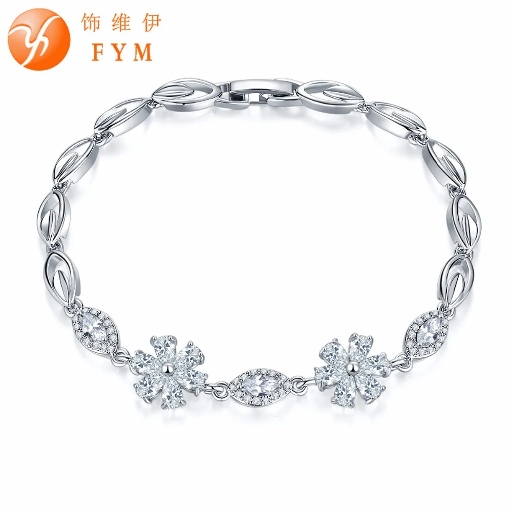 FYM 8 Colors Silver color Flower Bracelet For Women AAA Cubic Zirconia Link & Chain Bracelet Jewelry Artisan Handmade Gift
FYM 8 Colors Silver color Flower Bracelet For Women AAA Cubic Zirconia Link & Chain Bracelet Jewelry Artisan Handmade Gift