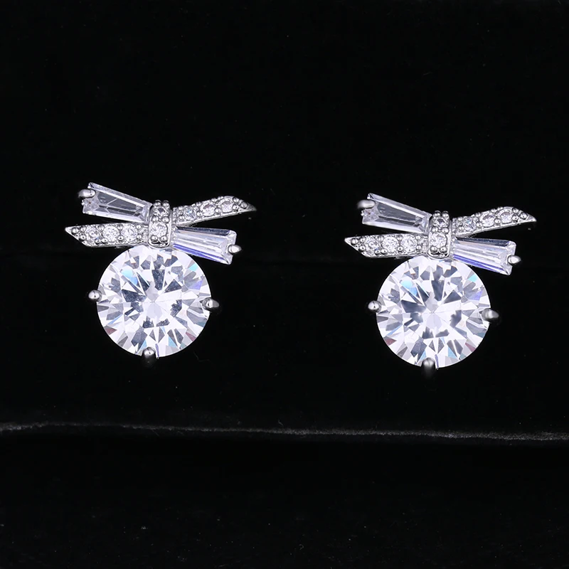 baiduqiandu 1pair New Sparkling Rhodium Silver Color Plated CZ Zirconia Crystal Cute Bow Stud Earrings Jewelry For Women
baiduqiandu 1pair New Sparkling Rhodium Silver Color Plated CZ Zirconia Crystal Cute Bow Stud Earrings Jewelry For Women