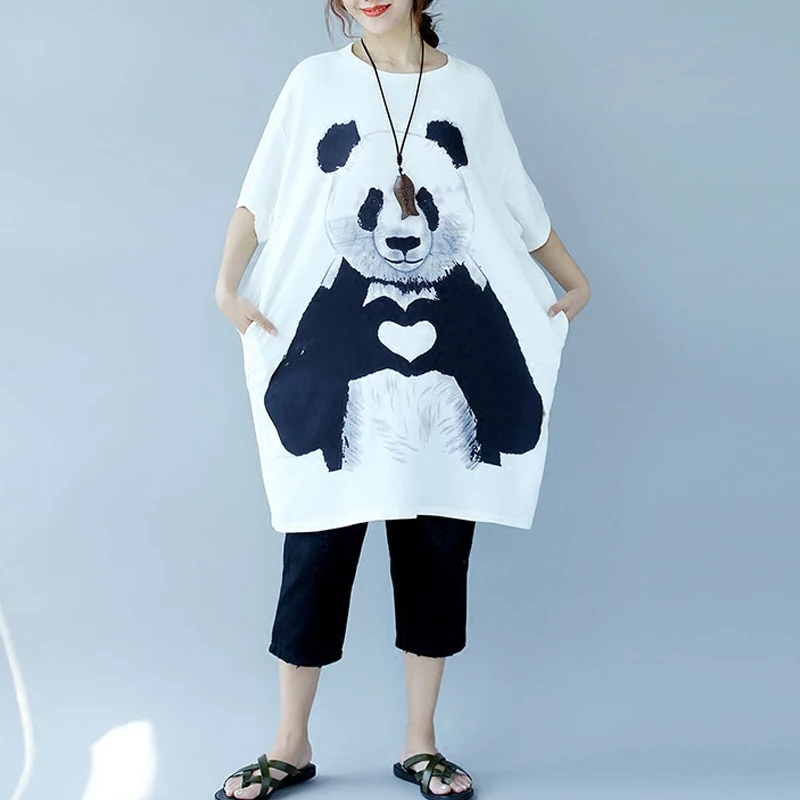 New 2019 Korean Style Summer Women White Dress Short sleeve Plus Size Panda Cartoon Printed Ladies Cute Loose Sun Dress aa533
New 2019 Korean Style Summer Women White Dress Short sleeve Plus Size Panda Cartoon Printed Ladies Cute Loose Sun Dress aa533