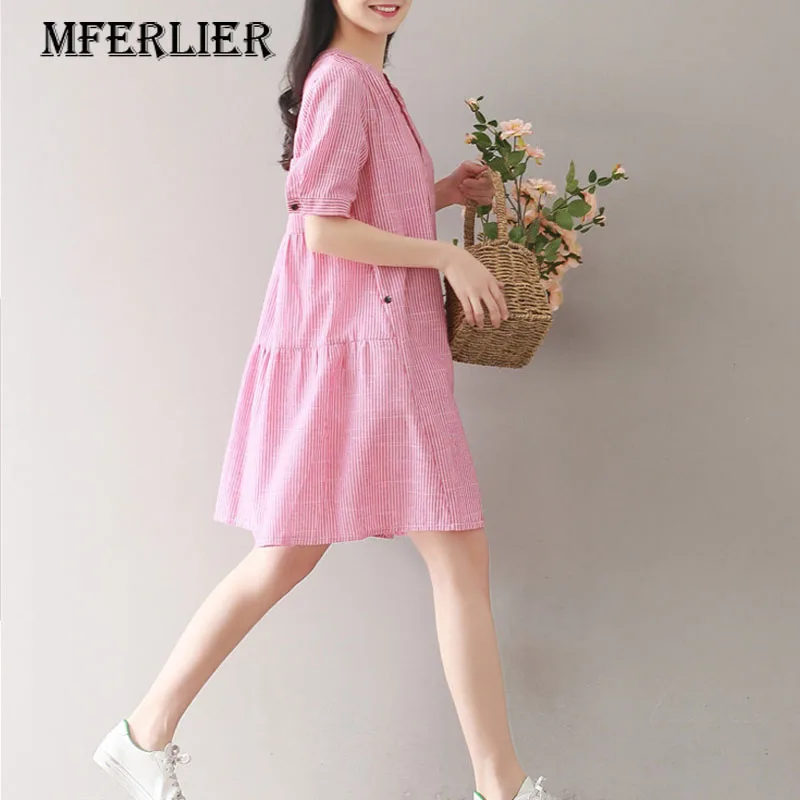 Mferlier Mori Girl Preppy Style Summer Dress Plus Size Literature Single Breasted Back Pleated Loose Slim Striped Shirt Dress
Mferlier Mori Girl Preppy Style Summer Dress Plus Size Literature Single Breasted Back Pleated Loose Slim Striped Shirt Dress