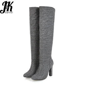 JK Plaid Knee High Woman Boots Pointed Toe Zip Footwear High Heels Female Boots Flock Shoes Woman 2018 New Black Plus Size 34-43
JK Plaid Knee High Woman Boots Pointed Toe Zip Footwear High Heels Female Boots Flock Shoes Woman 2018 New Black Plus Size 34-43